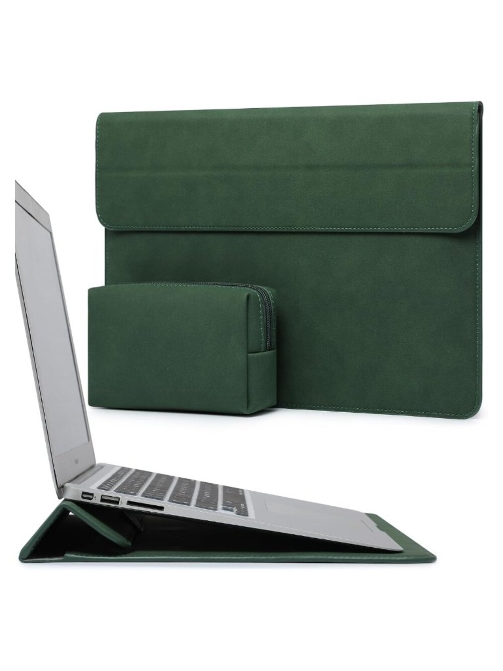 15-16 Inch Laptop Sleeve with Stand Faux Suede Leather Case